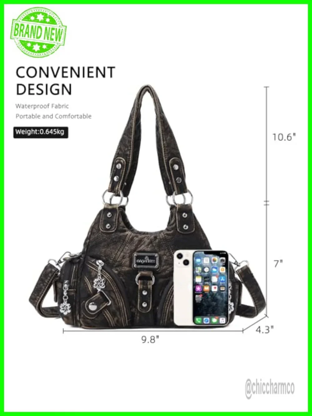 Small Hobo Shoulder Bag Faux Leather Multi-Pocket Tote with Zipper